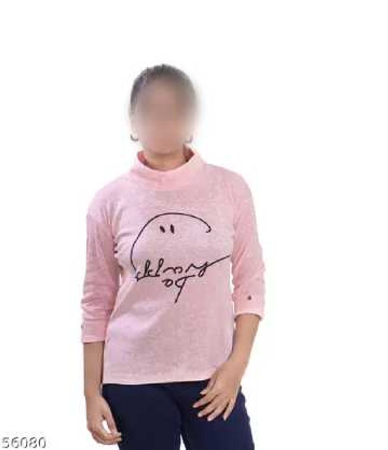 Stylish Pink Graphic Print high neck sweatshirt