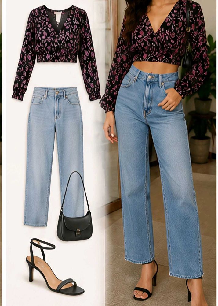 Chic Floral Print Cropped Top