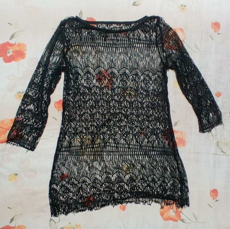 Sheer Black Lace Top