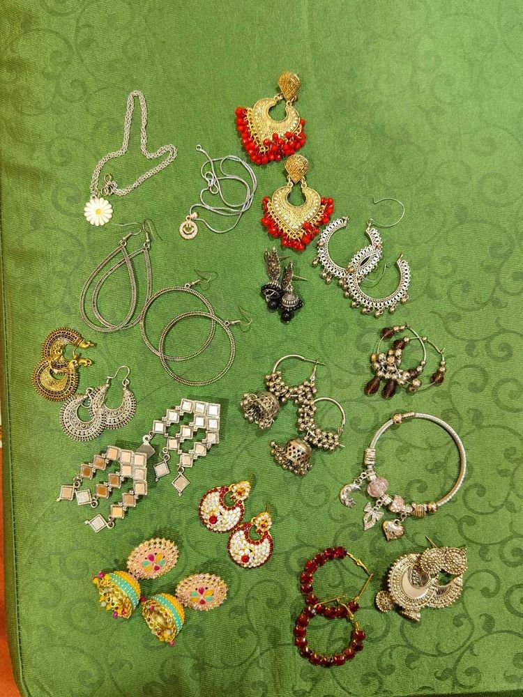 oxidized Earrings and pendant