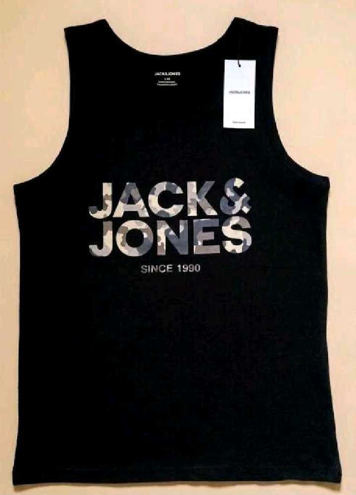 Jack &amp; Jones Black Camo Logo Tank Top