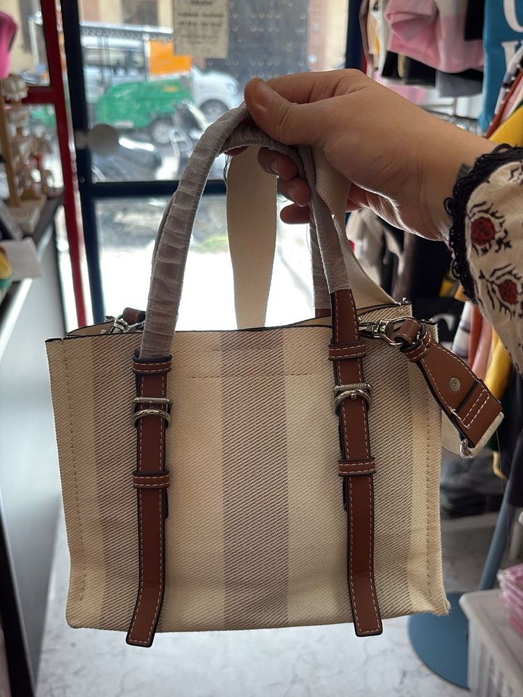 Chic Striped Canvas Tote Bag