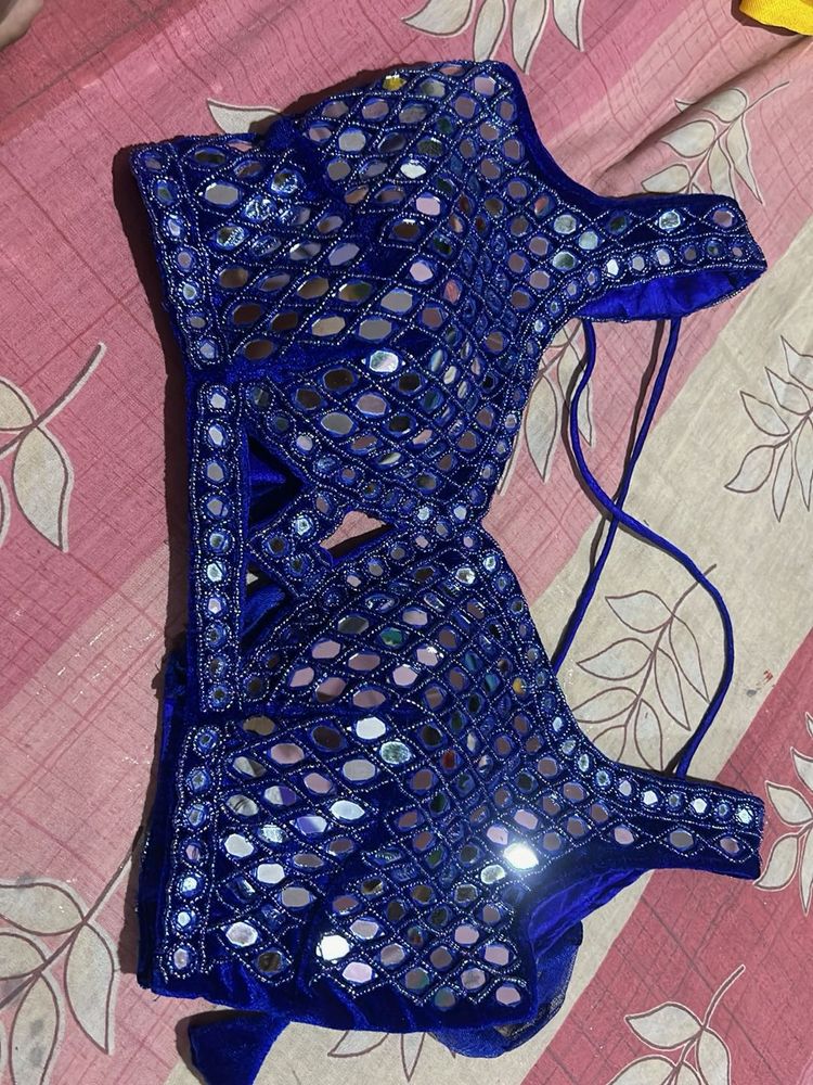 Royal Blue Mirror Work Blouse