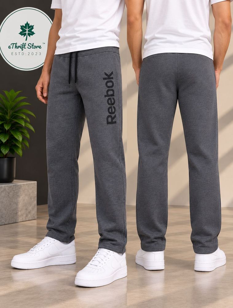 Reebok Grey Straight Fit Fleeced Track Pants