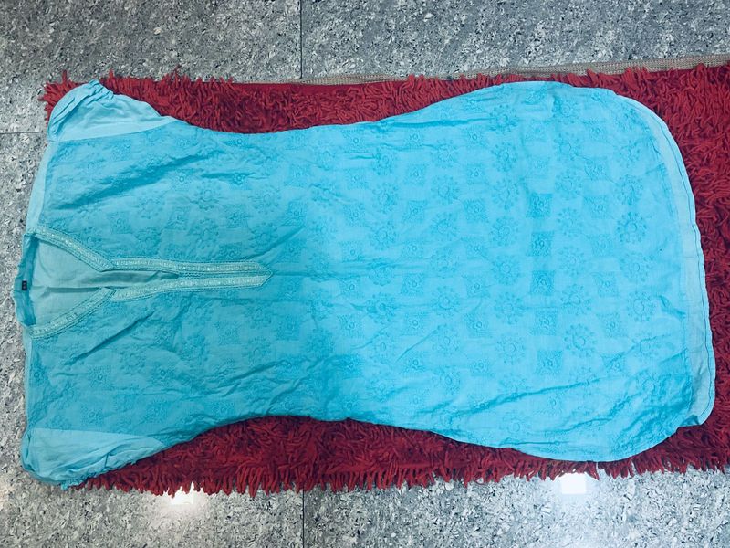 Aqua Blue Chikankari Kurti