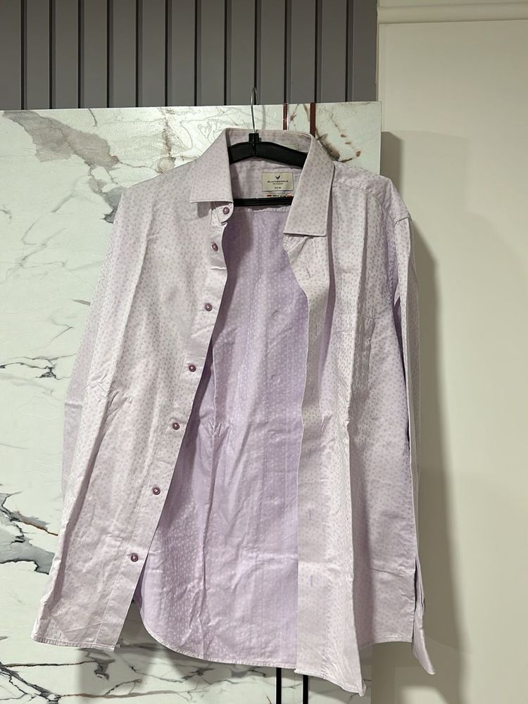Blackberry’s Men's Light Purple Printed Shir