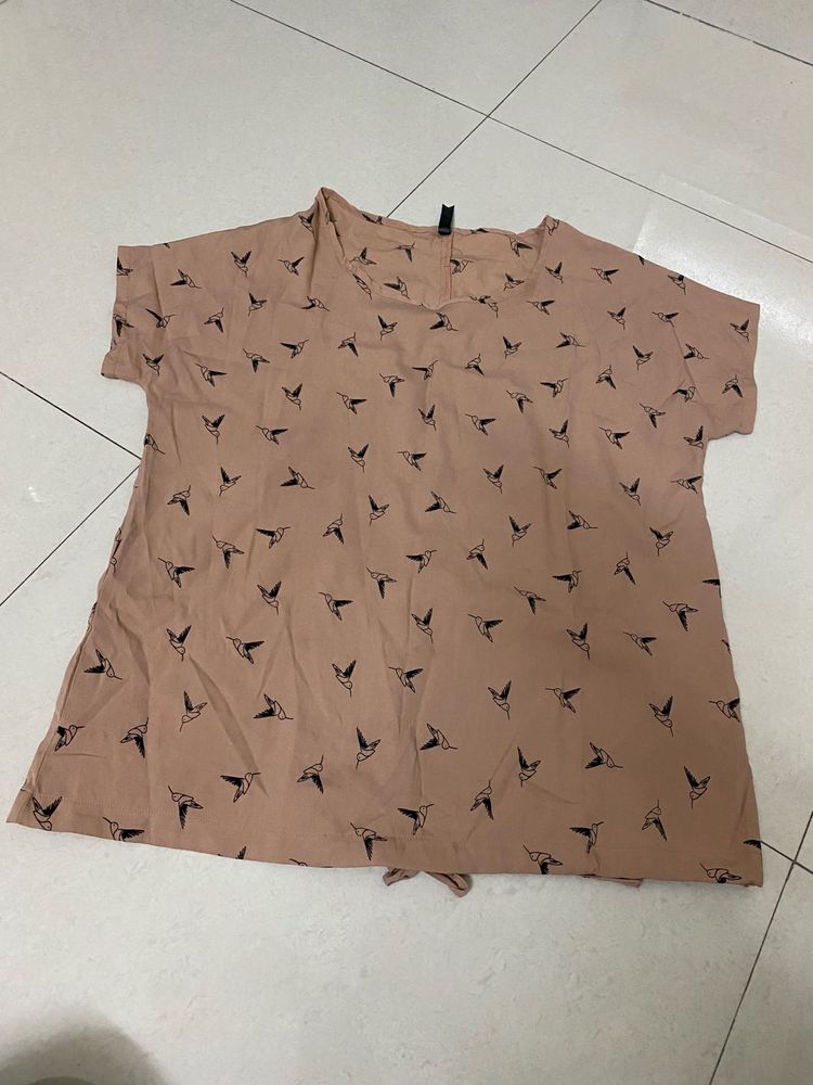 Cute Bird Print Top