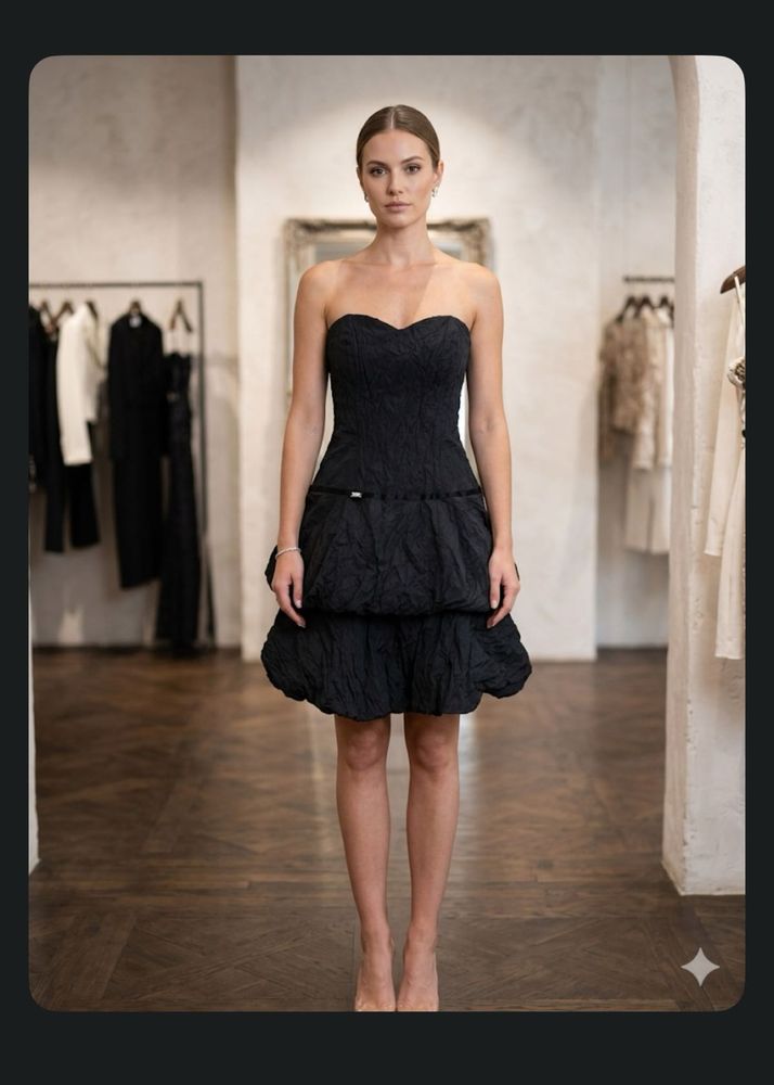 Chic Black Corset Bubble Dress