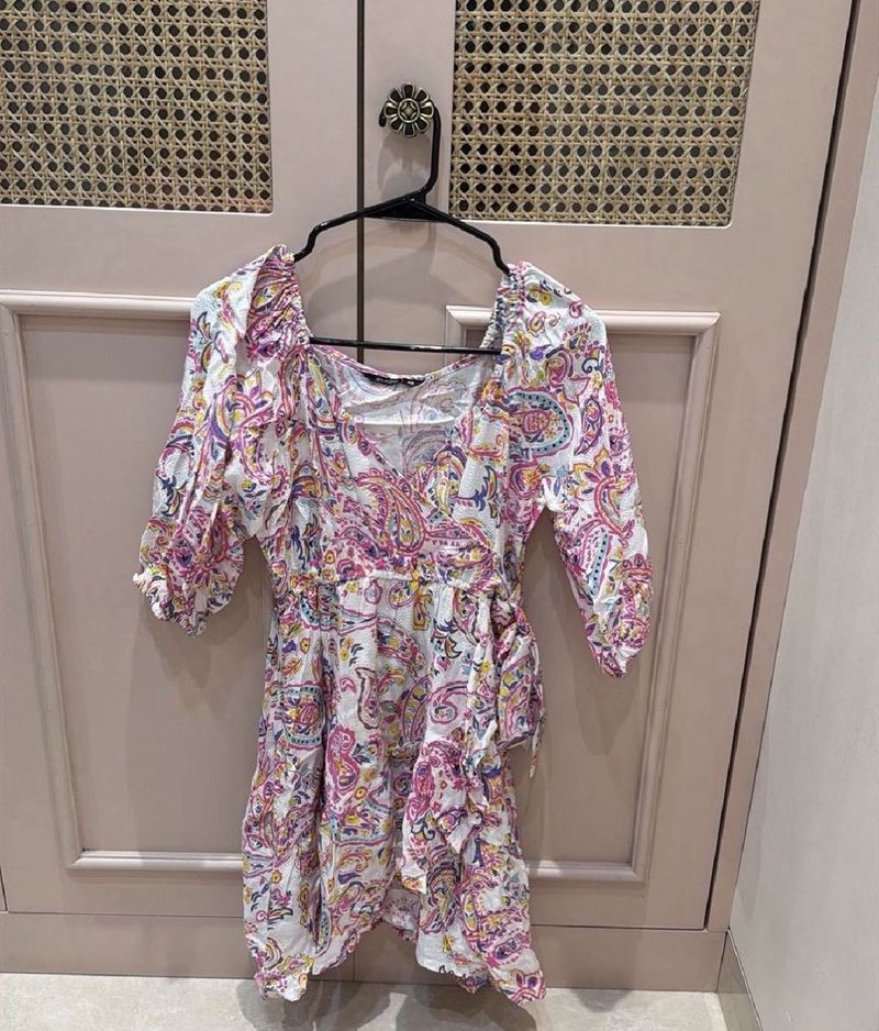 Boho Paisley Print Wrap Dress