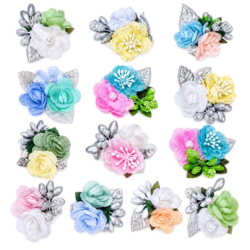 Assorted Floral Hair Clips Set 12 pieces