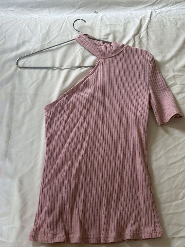 Ribbed One Shoulder Top