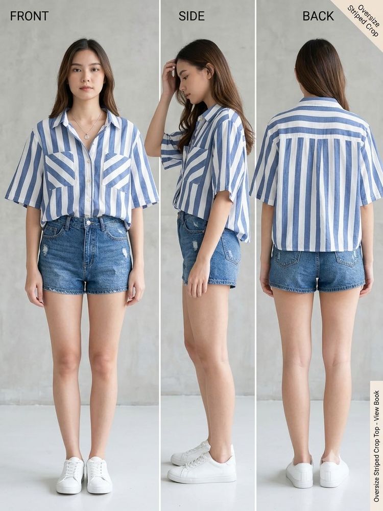 Oversize Striped Crop shirt