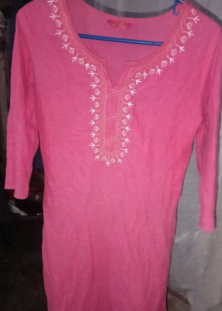 Pink Embroidered Kurta