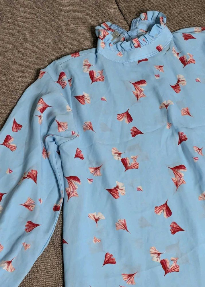 printed blue relaxed fit dress