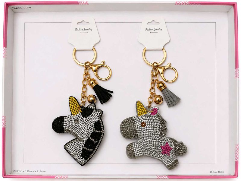 Sparkling Unicorn &amp; Zebra Keychain Set