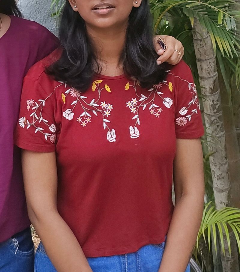 Maroon Crop Top