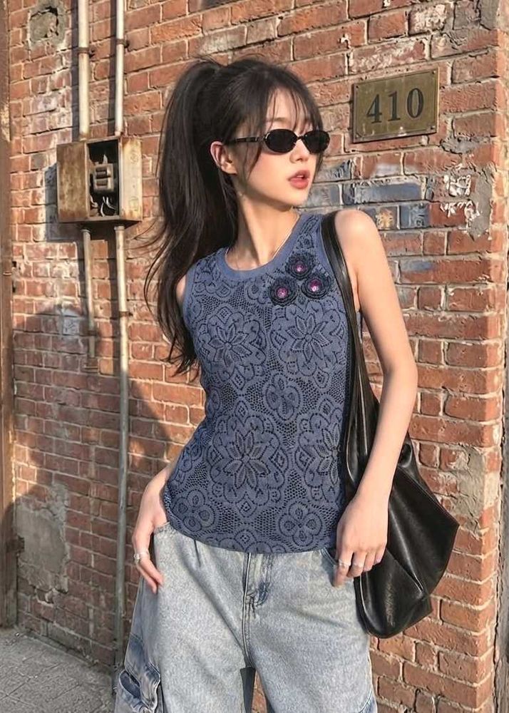 Vintage Lace Knit Tank Top