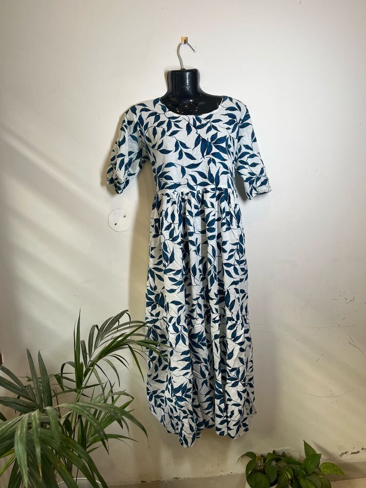 Leaf Print Midi Dress