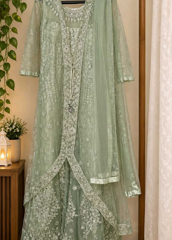 Elegant Green Embroidered Lehenga Choli