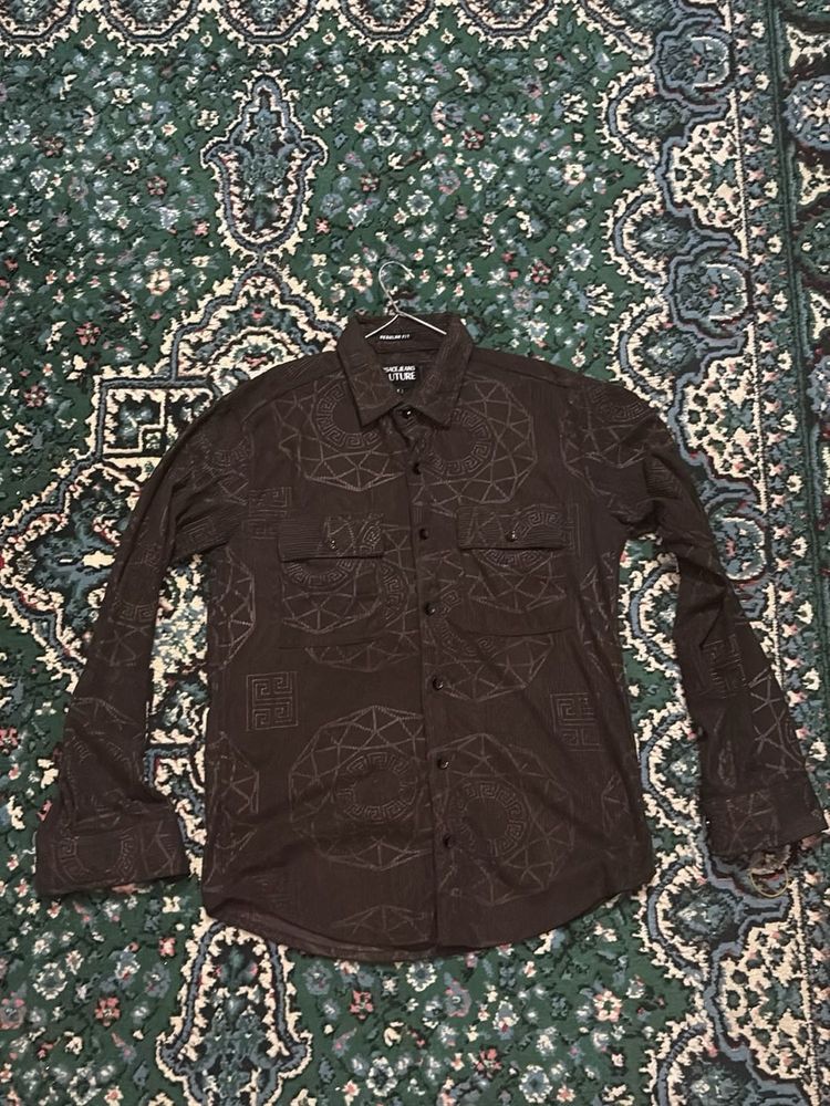 Men's Graphic Print Button-Up Shirt