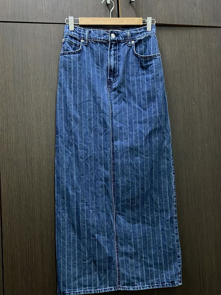 denim long skirt