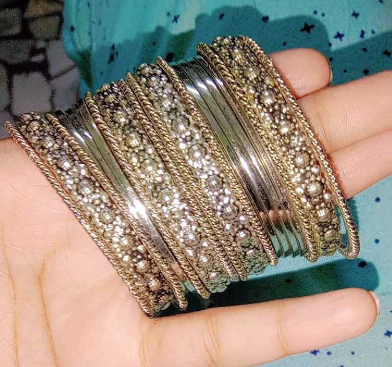 Oxidised Bangles For Women (Silver Colour)