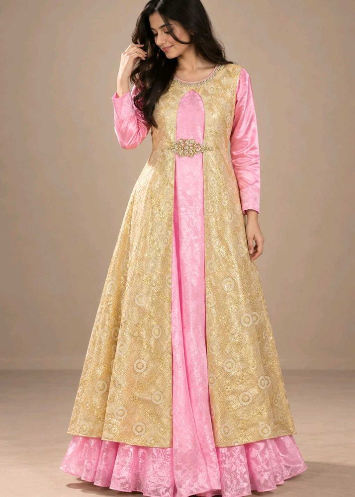 Elegant Gold &amp; Pink frock