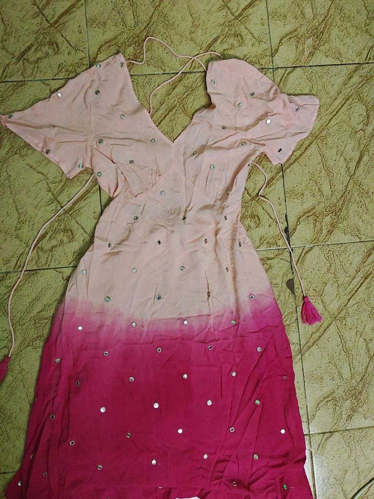 Bohemian Ombre Mirror Work Kurti