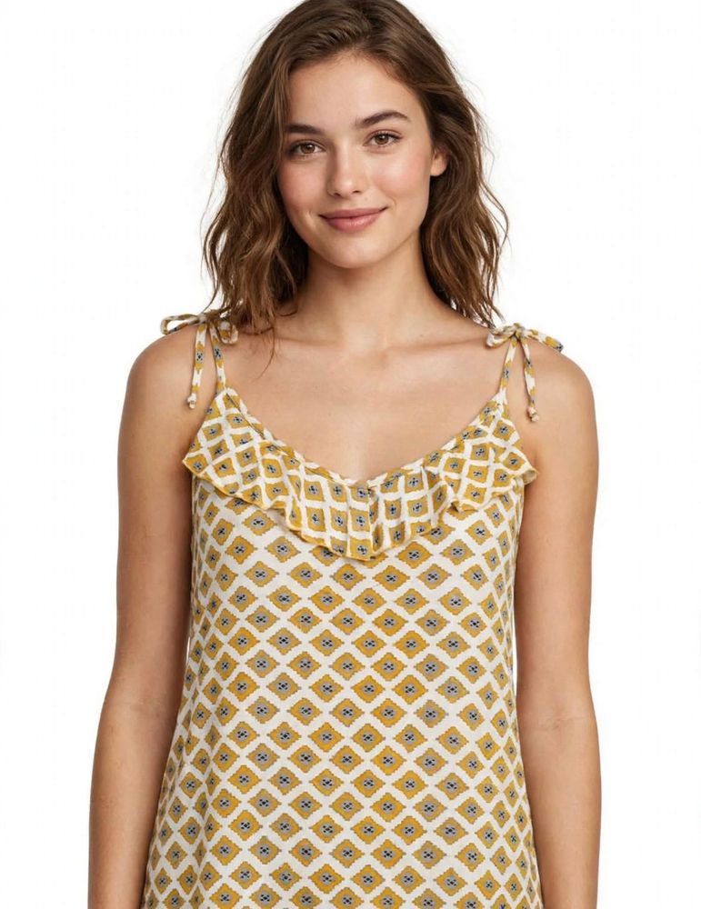 Chic Yellow &amp; White Patterned Top