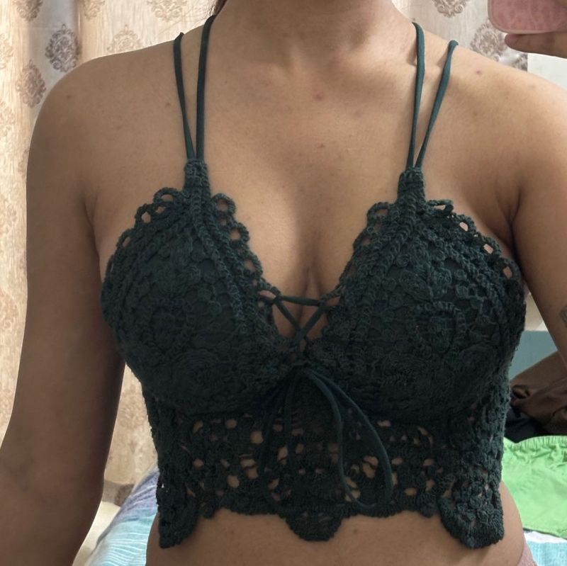 Boho Crochet Halter Bralette Top