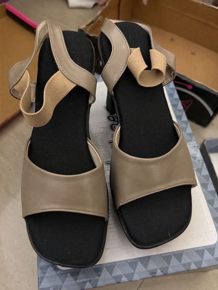 Stylish Taupe Block Heel Sandals
