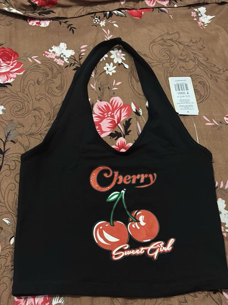 Cute Cherry Sweet Girl Halter Top