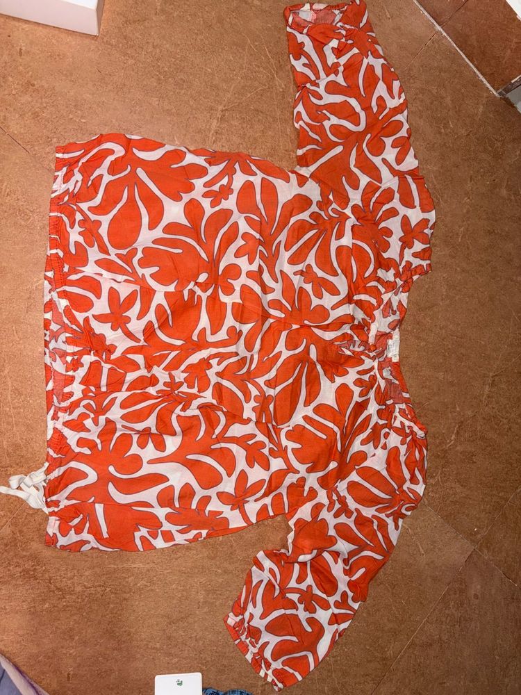 Orange Patterned Top