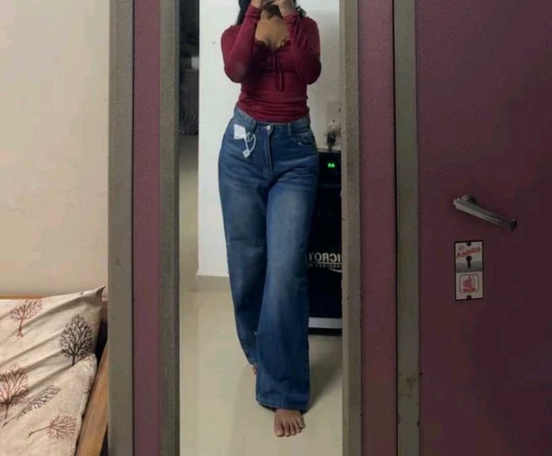 High Waisted Wide Leg Jeans can fit 28 also