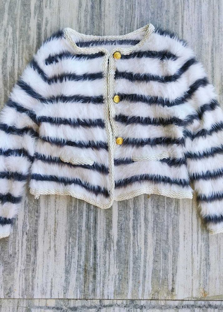 Striped Faux Fur Jacket