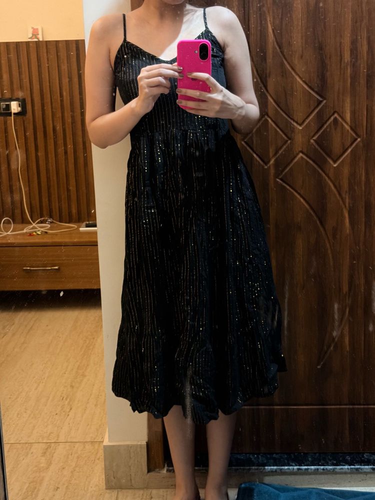 Sparkly Black Midi Dress