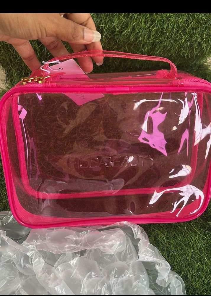 HUDA Beauty Pink Clear Travel Case