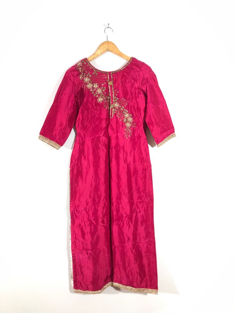 Pure Silk Dress In Dark Rose Pink