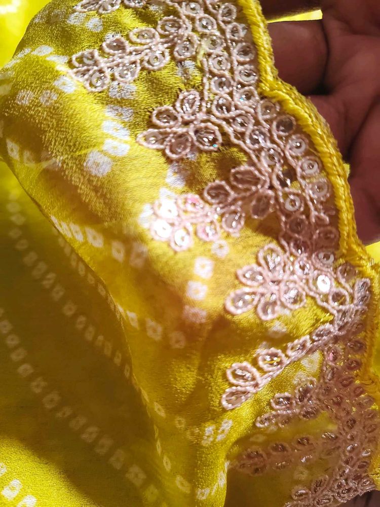 Vibrant Yellow Embellished Saree