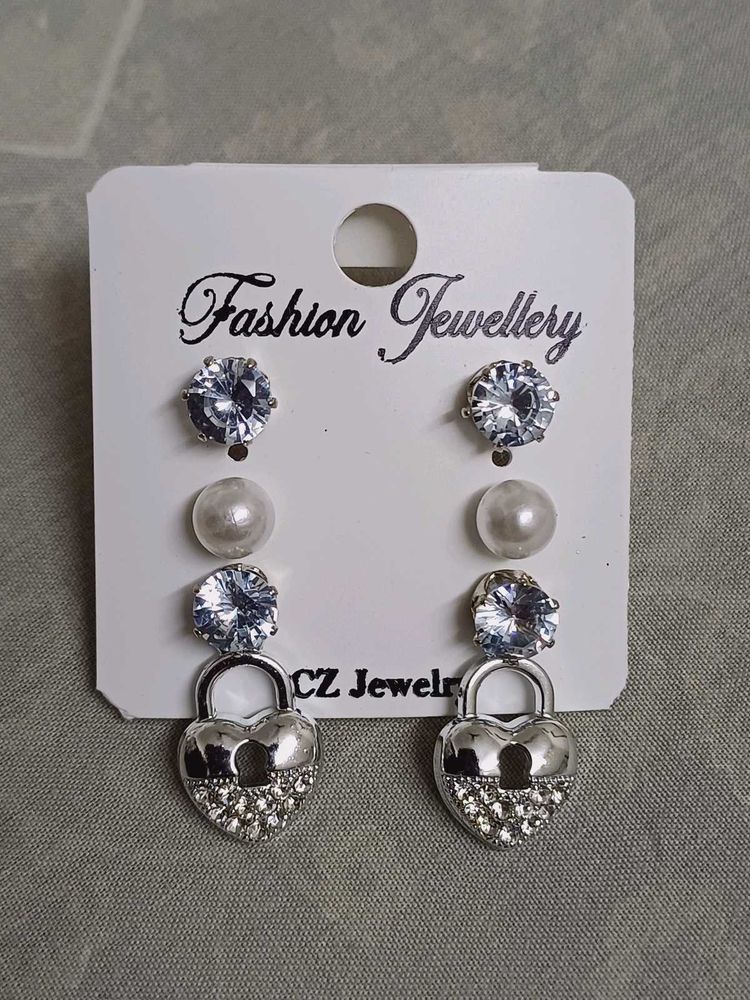 Chic Heart Lock Earring Set