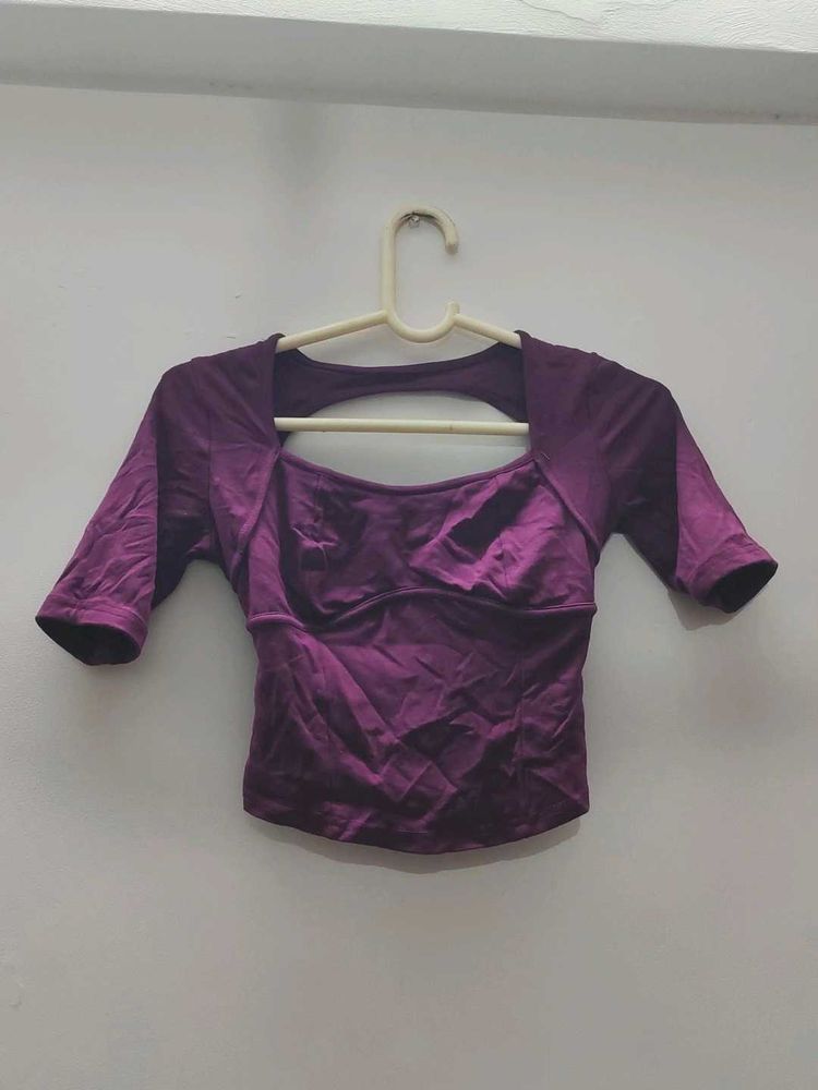 Stylish Purple Cropped Top with open back