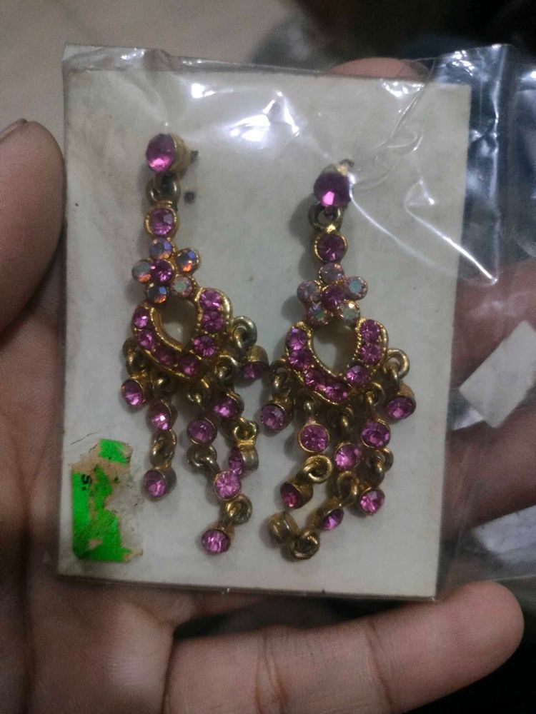 pink green blue earrings combo