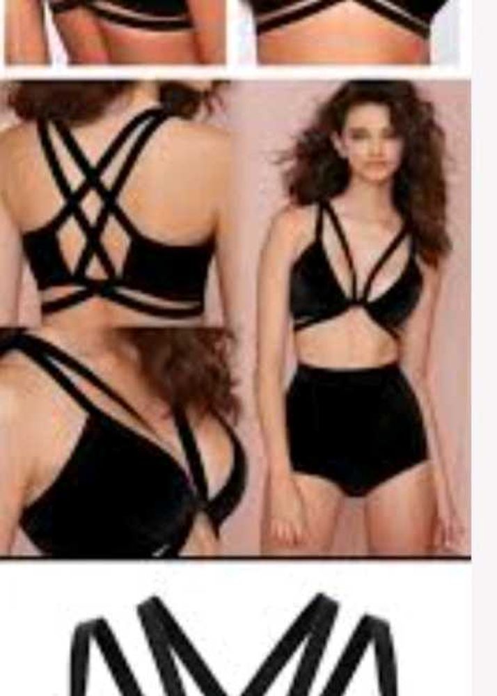 Strappy Black Velvet Bra