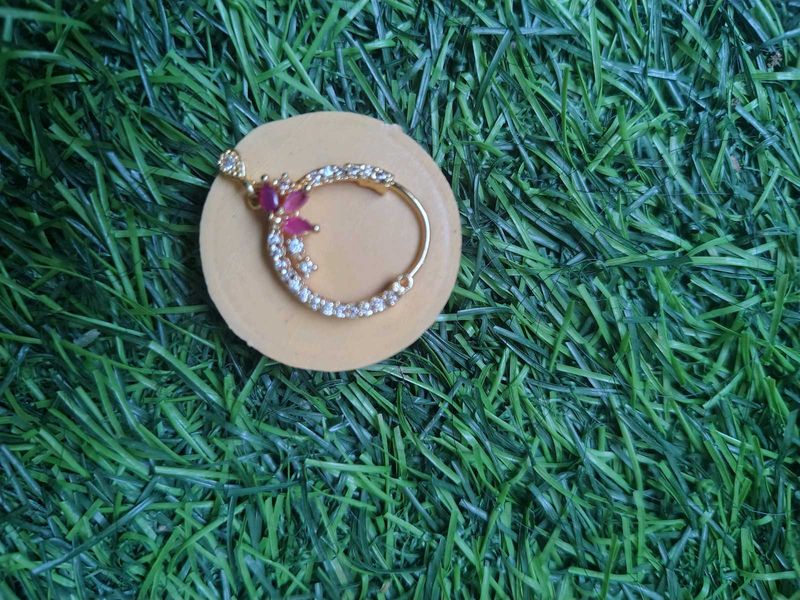 Elegant Ruby &amp; Diamond Nose Ring
