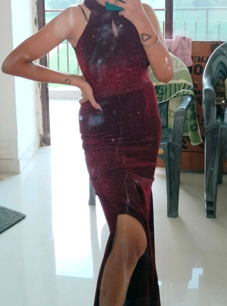 Shimmer Maroon Senorita Dress