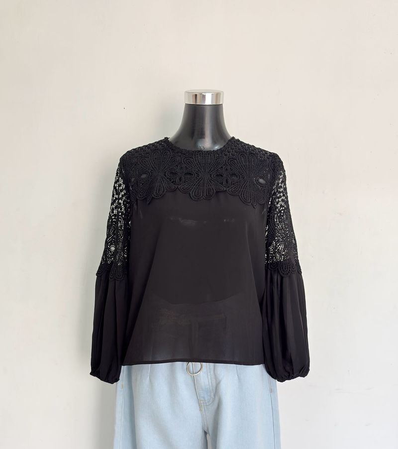 Black Lace Detail Top