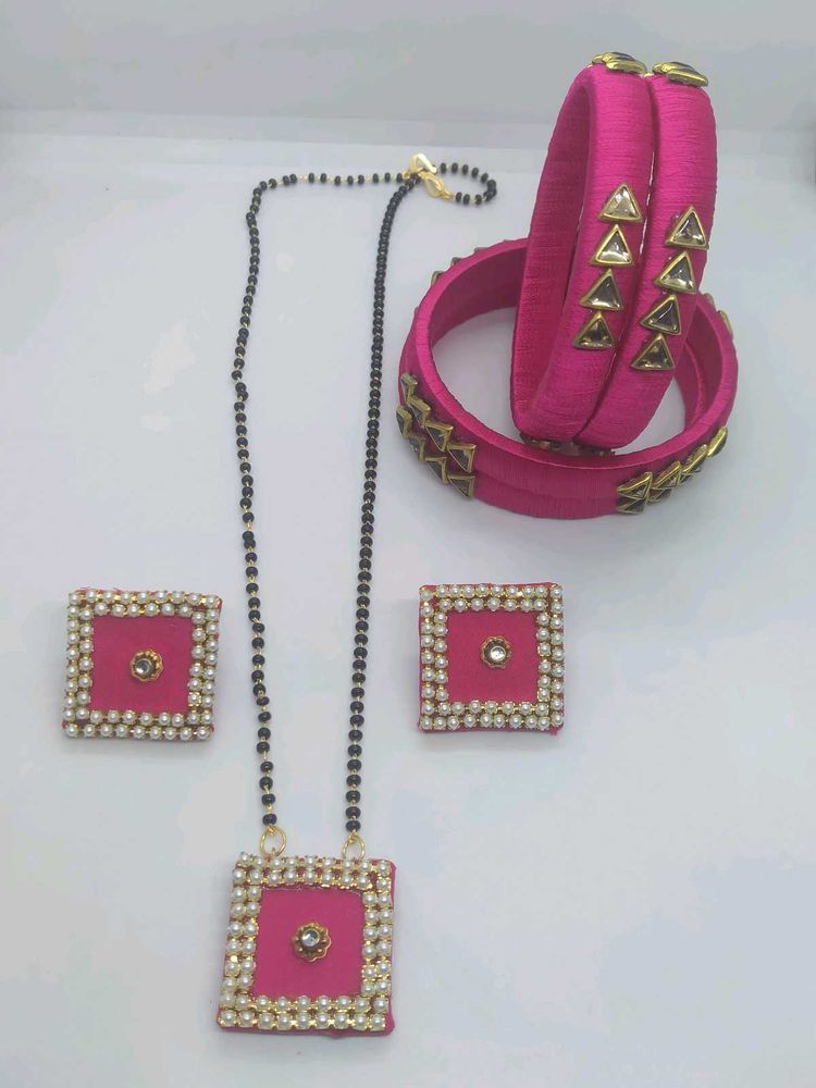 Pink Febric Mangalsutra Set