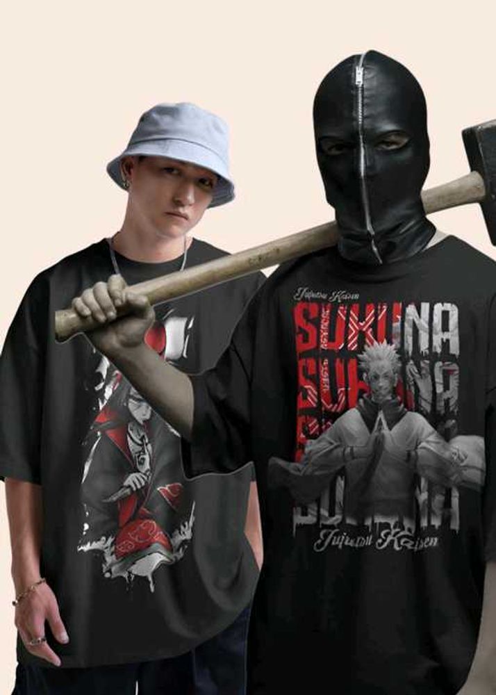 XFASHIONS Pack of 2 Men Graphic Print Round Neck P