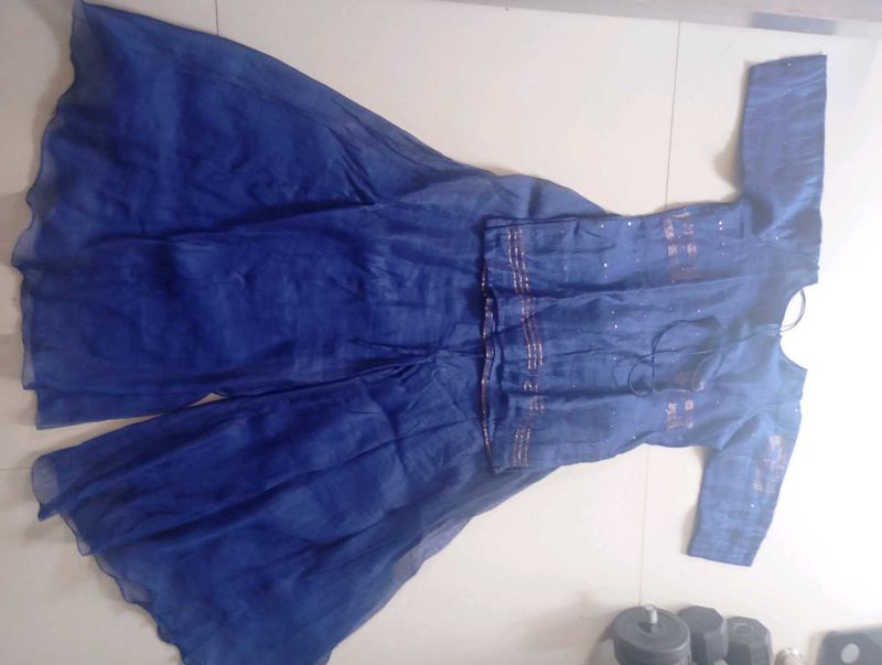Royal Blue Silk Sharara Set