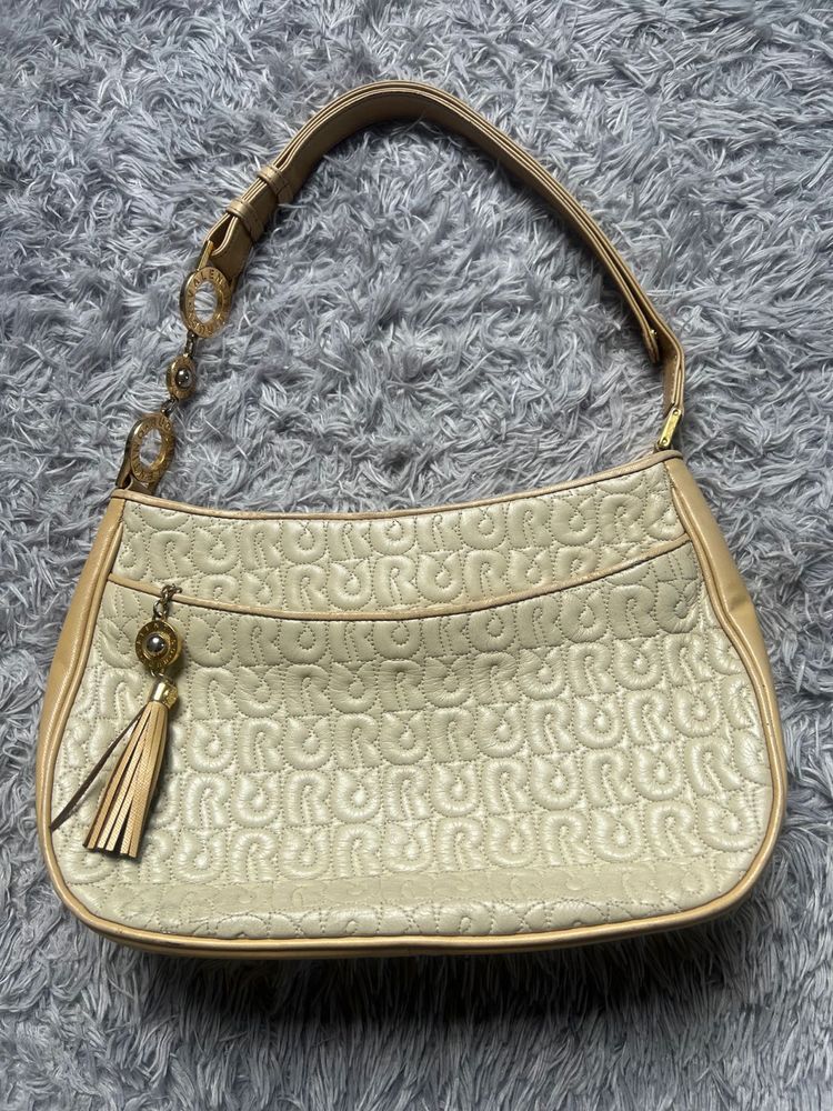 Vintage Beige Monogram Shoulder Bag